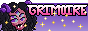 Button for lilith Purple anthropomorphic spider with glitter next to the word